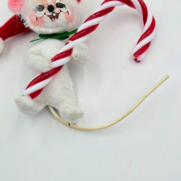 Annalee Sweet Candy Cane Mouse Santa Hat Christmas Ornament 2009 Read - Picture 5 of 10